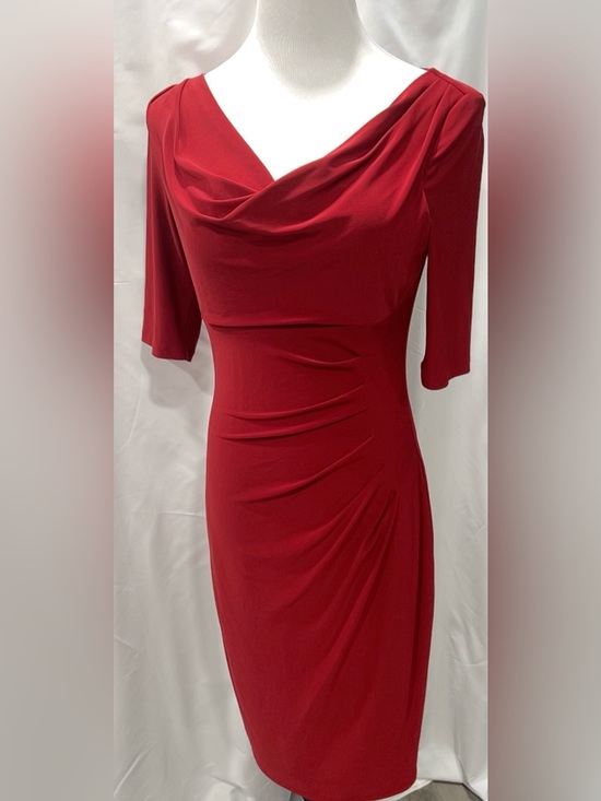 Lauren Ralph Lauren Dresses & Skirts - Lauren Ralph Lauren Red Cowl Neck Ruched Sheath Midi Dress Size 6